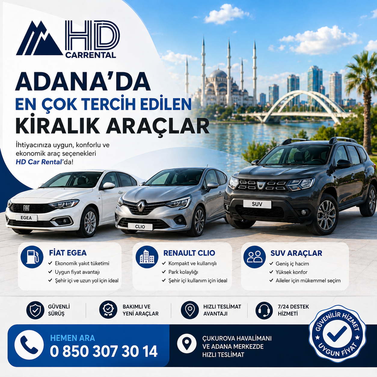 Adana’da En Çok Tercih Edilen Kiralık Araçlar